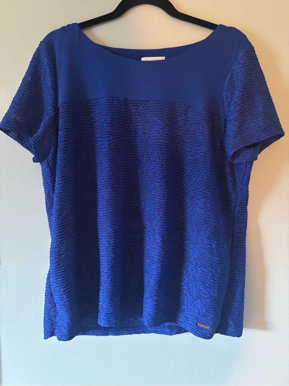 Calvin Klein textured royal blue top